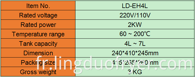 4l Electric Deep Fryer Product Details